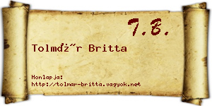 Tolmár Britta névjegykártya